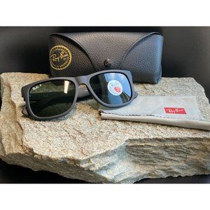 Ray Ban RB4165 Justin Classic Wayfarer Sunglasses Black Polarized Dark Lens NEW